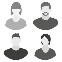 Flat illustration. Business profiles of two women and men. Avatar, user profile, person icon, profile picture. Suitable for social media profiles, icons, screensavers and as a template...