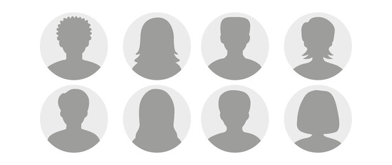 Flat illustration in grayscale. A set of eight business user profiles. Men and women profile icon. Suitable for social media profiles, icons, screensavers and as a template... © TA Sydoruk