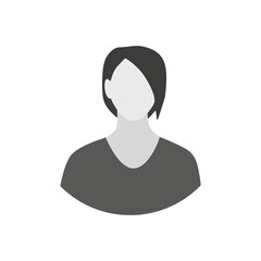 Flat illustration. Profile of a woman in gray colors. Avatar, user profile, person icon, silhouette, profile picture. Suitable for social media profiles, icons, screensavers and as a template...