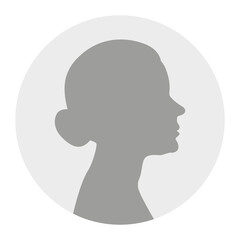 Flat illustration. Gray silhouette of a elderly woman on a white background. Suitable for social media profiles, icons, screensavers and as a template...