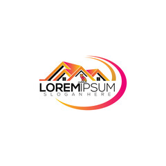 home logo design full color illustration