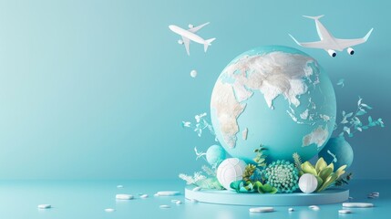 Corporate social responsibility report on light blue background