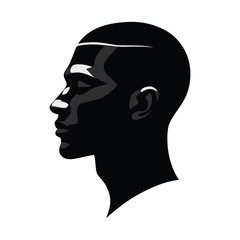 A minimalist black and white vector silhouette of a man's side profile.