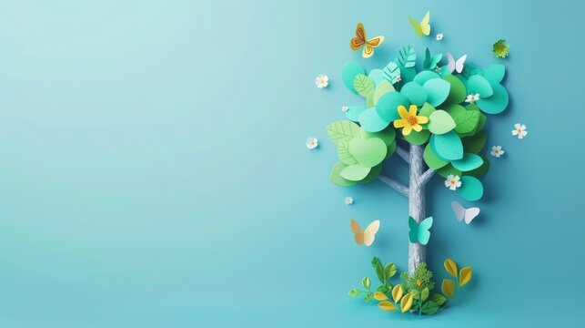 Corporate social responsibility report on light blue background