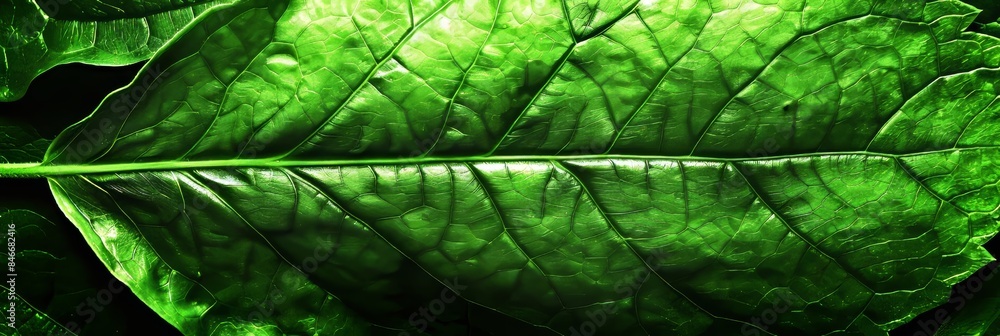 Poster detailed close up of intricate green leaf veins displaying complex and elaborate patterns