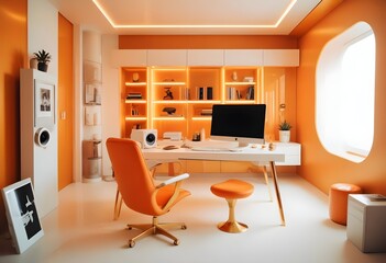 minimalist interior design style futuristic home office sleek furniture state of the art technology
