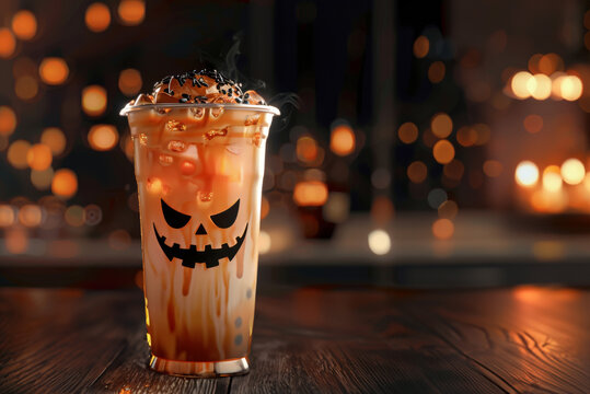 Poster for a halloween coffee drink advertisement