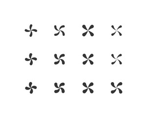 Design element with spiral. Swirl element. Set of 12 geometric scroll emblem. Modern linear design shape.