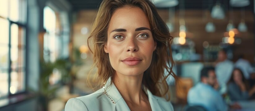 A Confident And Attractive Woman Leading A Serious Business Group Discussion In A Modern And Professional Office Environment