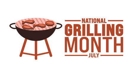 July is National Grilling Month background template. Holiday concept. use to background, banner, placard, card, and poster design template with text inscription and standard color. vector illustration