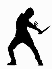 Silhouette Man With Knight Fight Pose