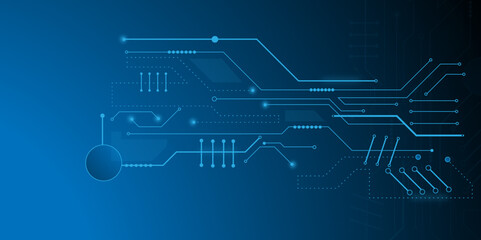 Hi-tech blue vector illustration with various technology elements. Abstract grey, white futuristic electronic circuit technology background.