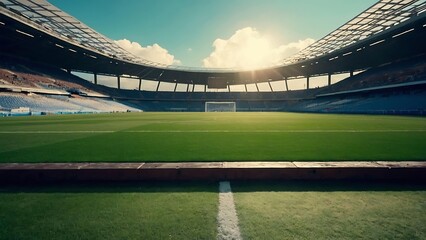 soccer green field in the stadium
