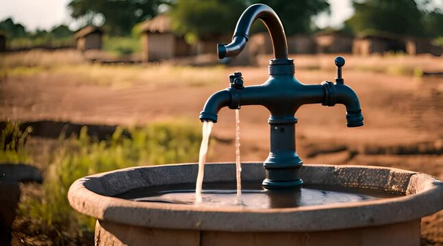 Community Well in Africa. Rural Water Source