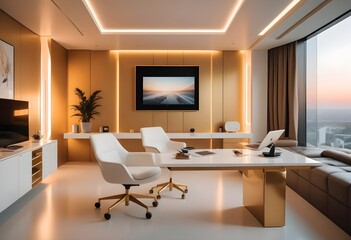 minimalist interior design style futuristic home office sleek furniture state of the art technology