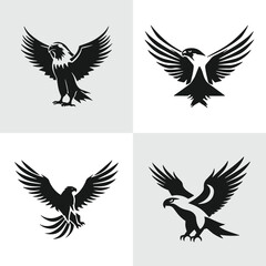 Set of Abstract eagle silhouette logo icons, with a white background for your company, the hawk logo design ideas