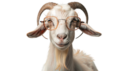 Goat with glasses on a transparent background