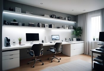 minimalist interior design style futuristic home office sleek furniture state of the art technology