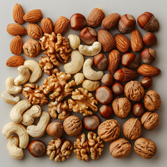 assorted nuts mix on light background