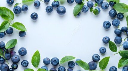 Blueberries with Leaves Arranged in Natural Beauty Frame