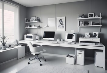 minimalist interior design style futuristic home office sleek furniture state of the art technology