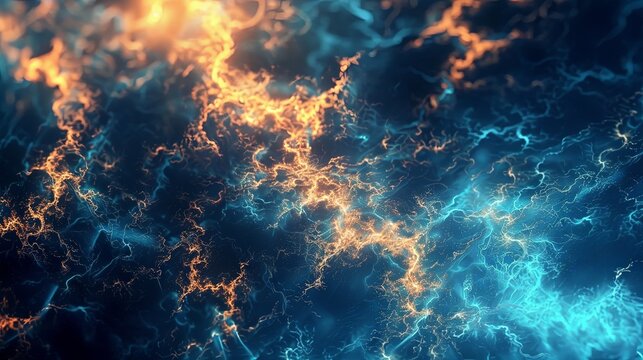 Abstract art with swirling blue and orange energy