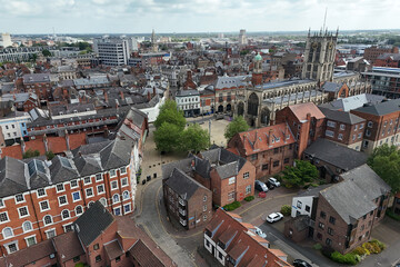 Obraz premium areal views of Hull Minster an Anglican Church formerly called Holy Trinity Church in Hull