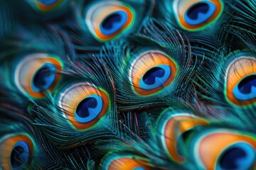 Obraz premium Background created from amazing colorful peacock feathers