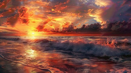 Dramatic sky enhances sunrise over the sea