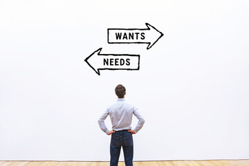 Wants vs needs choice concept