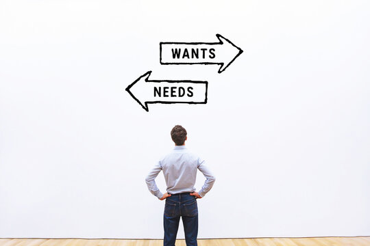 Wants vs needs choice concept