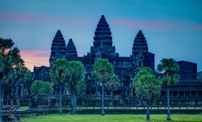 Popular tourist attraction ancient temple complex Angkor Wat - Siem Reap, Cambodia