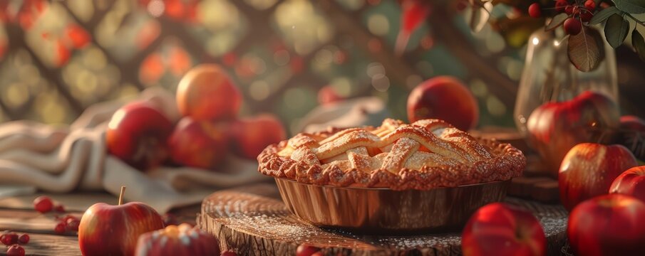 Apple picking and pie baking day, bakers and apple pie goodness, 4K hyperrealistic photo.
