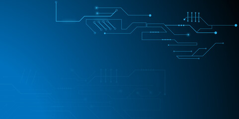 Vectors Digital technology and science background Quantum computer technologies concepts, large data processing. Futuristic blue circuit board background.