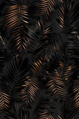 Abstract black leaf textures  tropical foliage background with dark nature concept