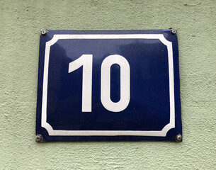 Metal numberplate for building 