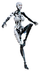 3D Rendering Female Robot on White