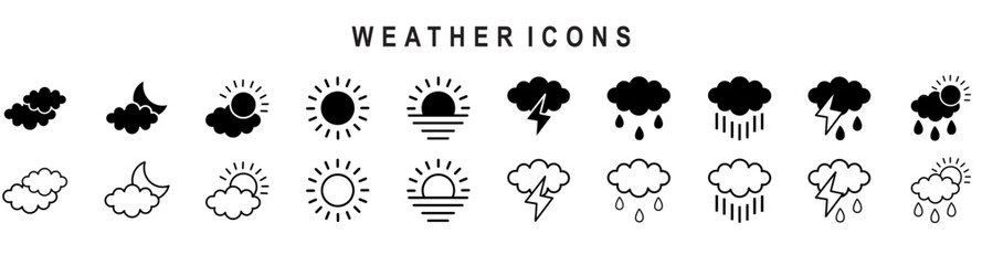 Premium set of weather line icons. Simple pictograms pack. Stroke vector illustration on a white background. Modern outline style icons collection.