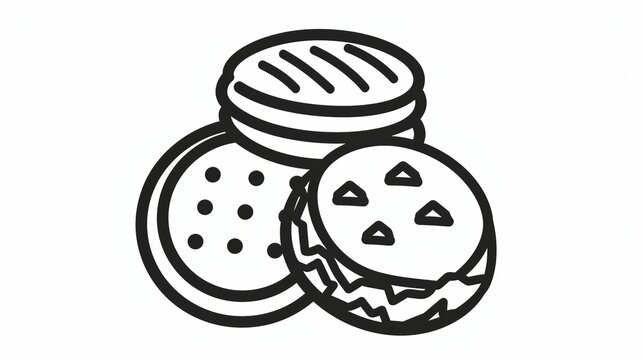 recommend clip art: Biscuits vector outline icon design illustration, representing a bakery symbol on a white background