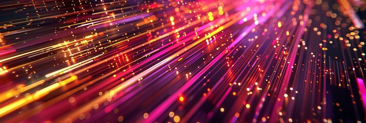 Fototapeta premium Vibrant purple light burst abstract radiant rays on dark background with pink and gold sparkles