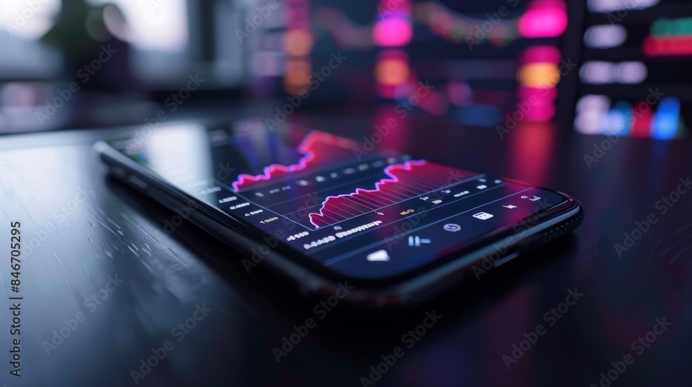 Aufkleber a smartphone app displaying stock market data and portfolio holdings, with interactive charts and an