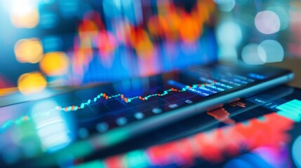 A smartphone app displaying stock market data and portfolio holdings, with interactive charts and analysis tools.