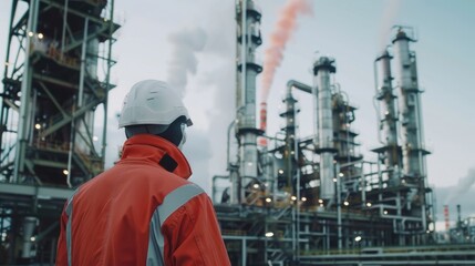 Fototapeta premium Prioritizing safety first in the refinery, ensuring a secure working environment