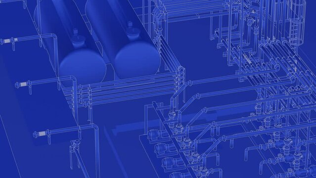 Industrial refinery plant seamless 3d loop animation blueprint