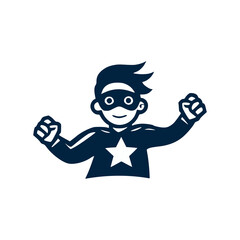 kid heroes logo vector illustration template design
