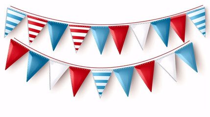 Obraz premiumBlue, white, and red party garlands with pennants create a festive and patriotic atmosphere