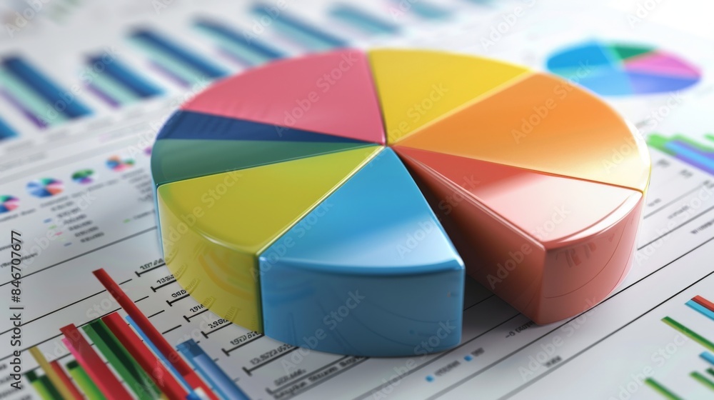 Poster Business presentation slide featuring a pie chart diagram displaying budget allocation strategies.