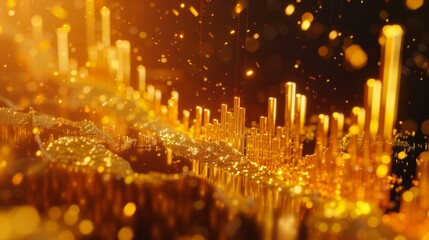 Close-up of a candlestick chart displaying gold price movements, indicating buying and selling patterns in the market.