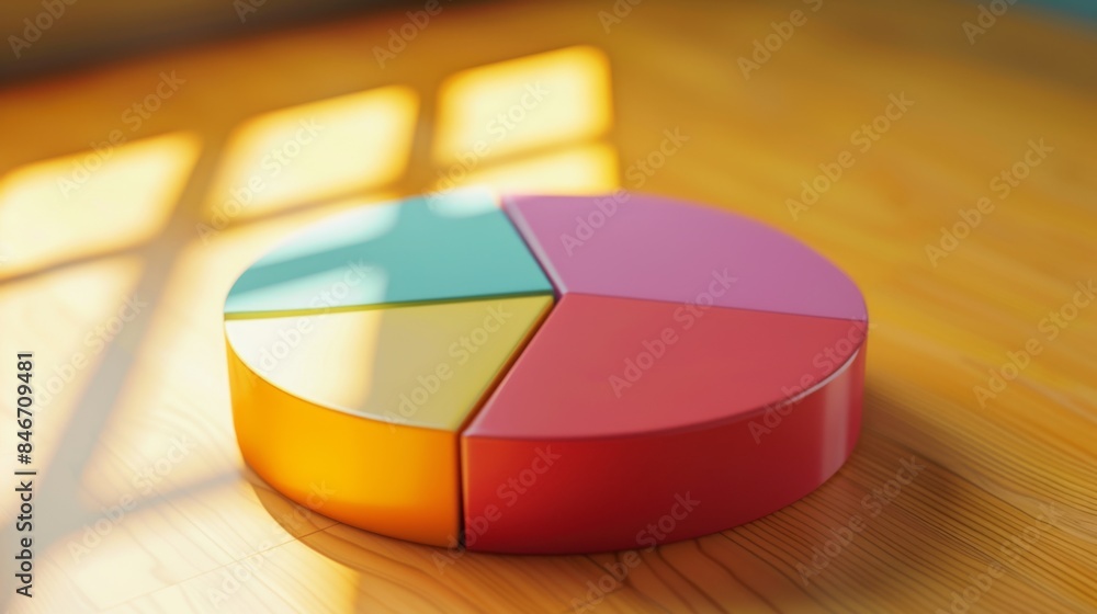 Fototapete close-up of a pie chart graph showing quarterly sales performance metrics and growth trends.