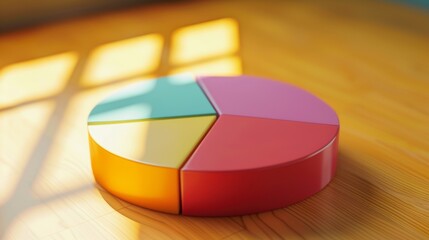 Obraz premium Close-up of a pie chart graph showing quarterly sales performance metrics and growth trends.